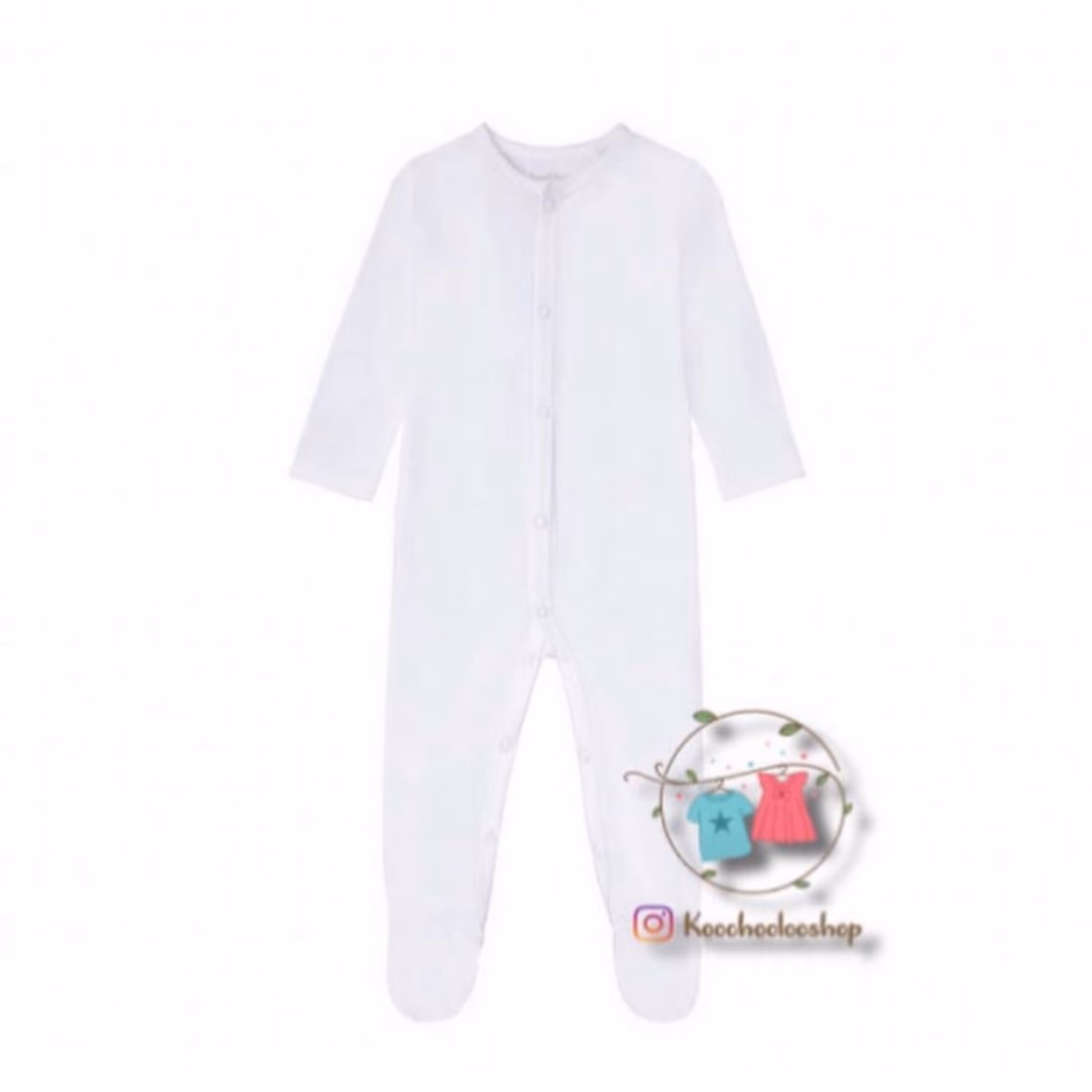 سرهمی جلو دکمه ای جورابدار  سفیدنخی نوزادی دوتاچهارماه سفید لوپیلو آلمان