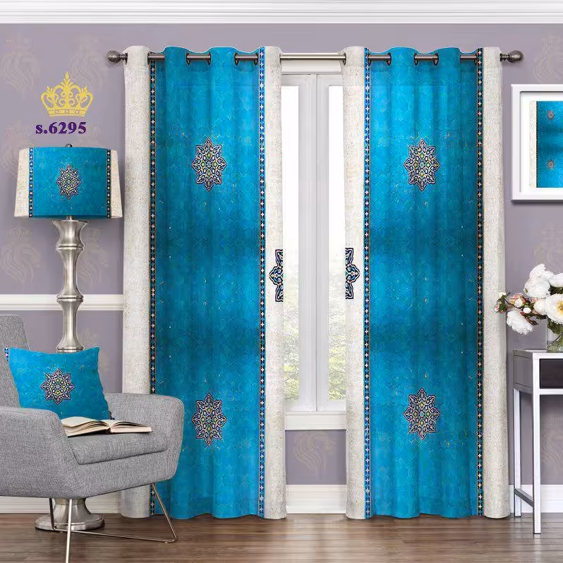 پرده پذیرایی دو قواره طرح اسلیمی کد S6295