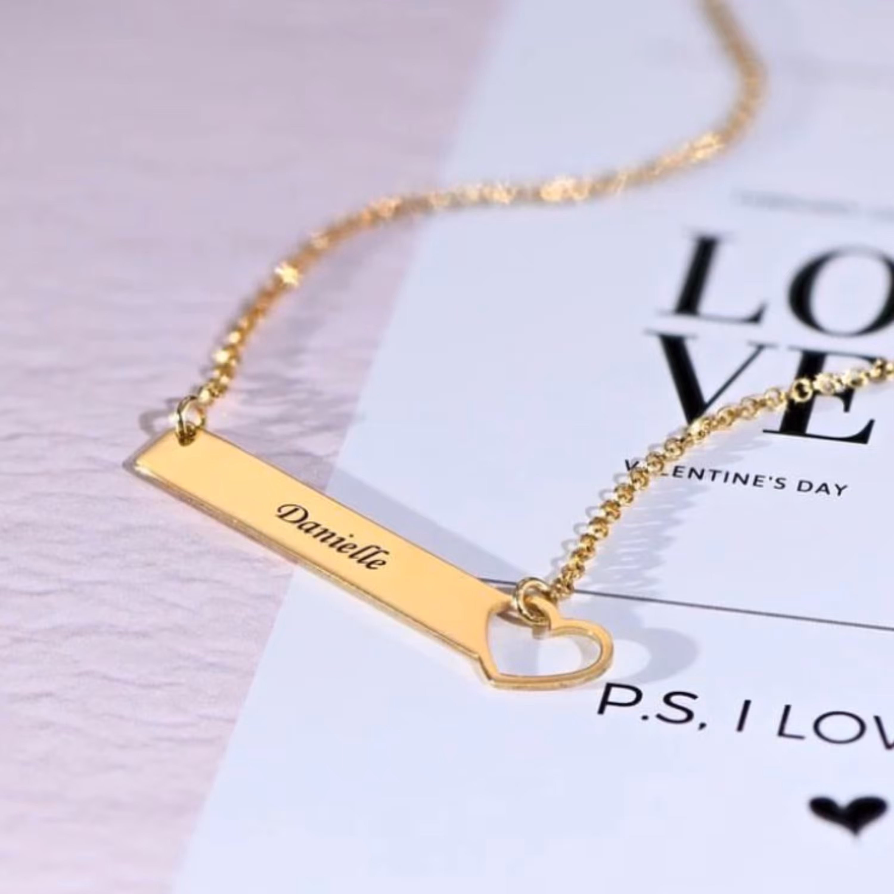 گردنبند سفارشی قلبی باحک دلخواه