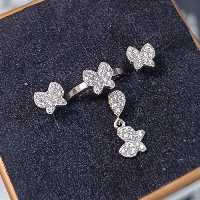 نیمست نقره دخترانه طرح پروانه ای ظریف و شیک با انگشتر کد 9823