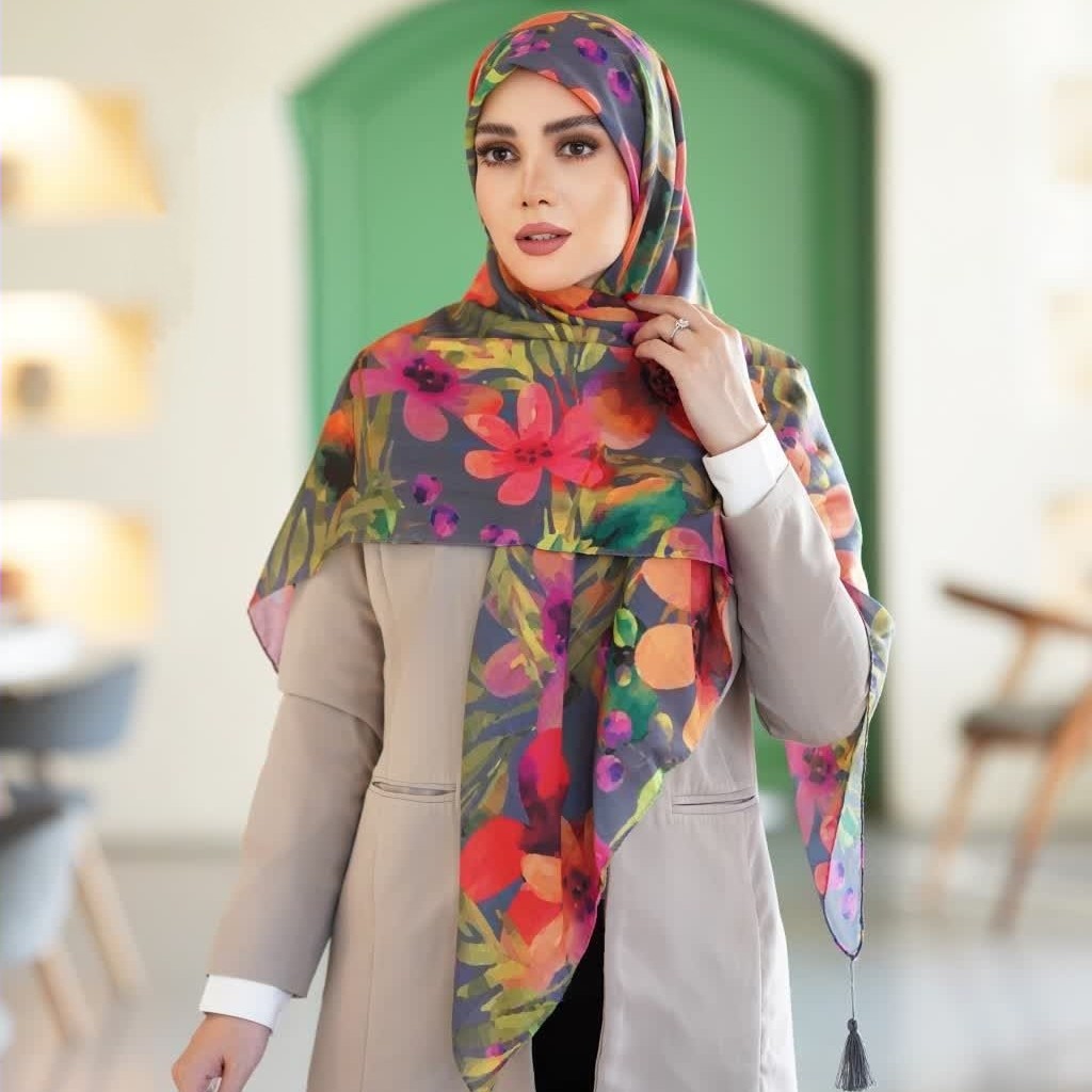 روسری نخ اسپان در طرح و رنگ متنوع