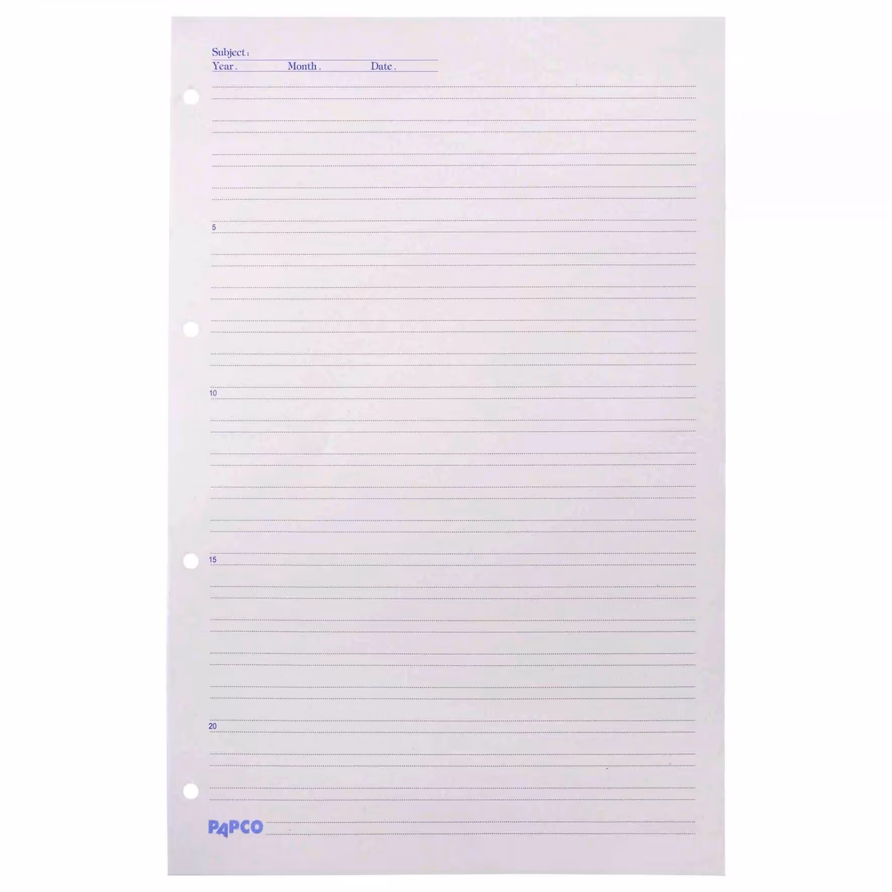 کاغذ کلاسور زبان انگلیسی 4 سوراخ پاپکو PAPCO سایز A4 بسته 50 عددی