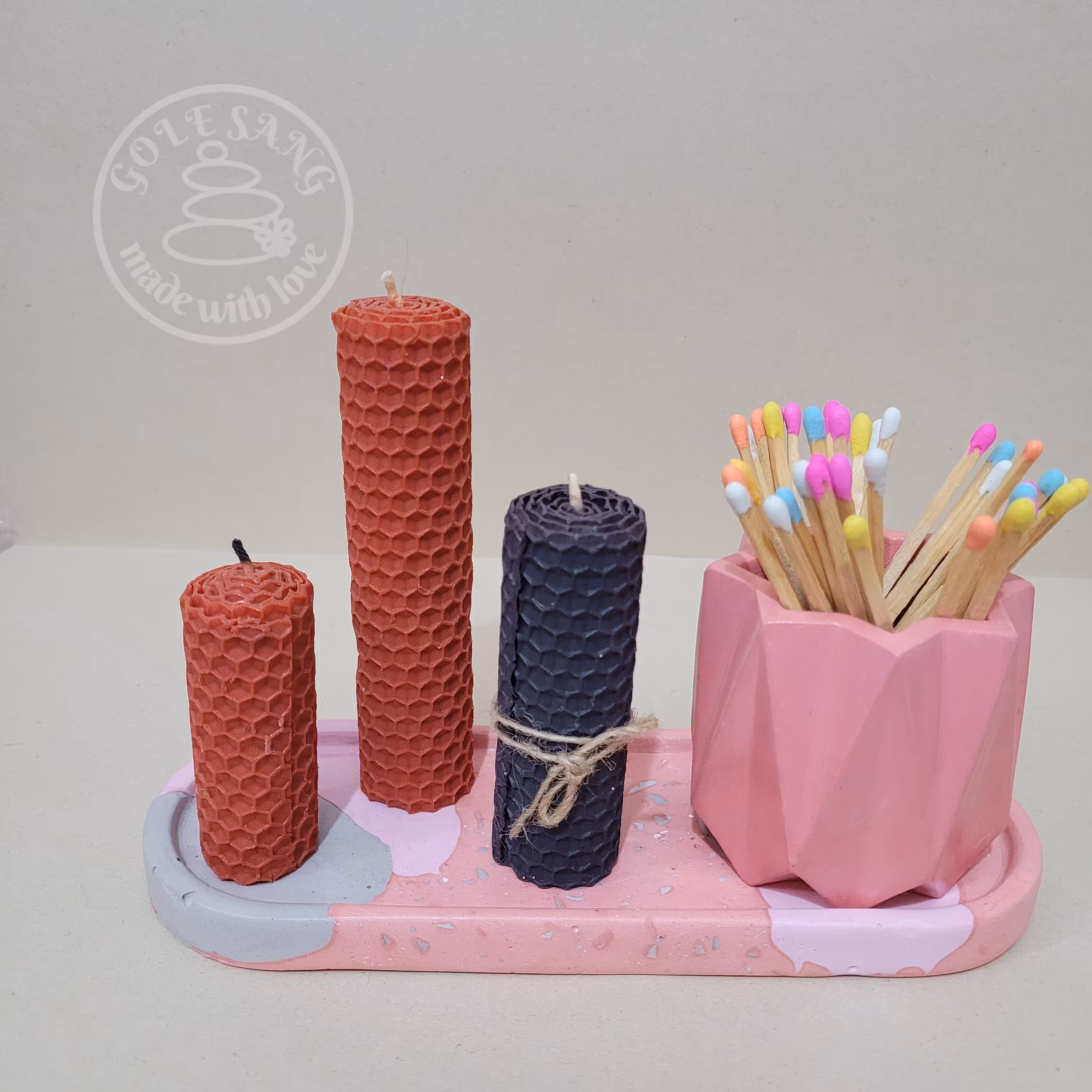 ست شمع و جا کبریتی