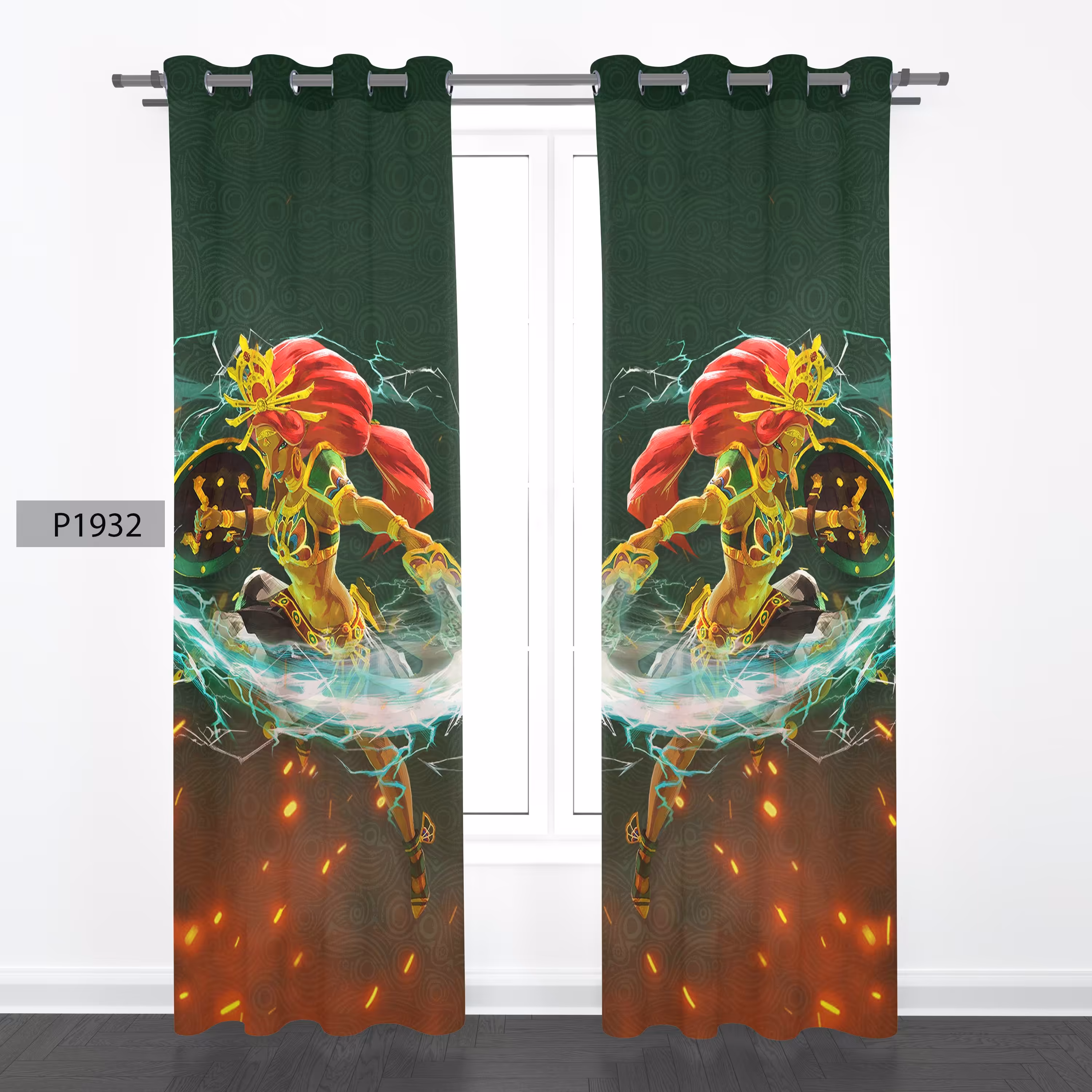 پرده هازان چاپی دوقواره دوخته شده پانچ شده هر قواره عرض 140ارتفاع 190 کد1932