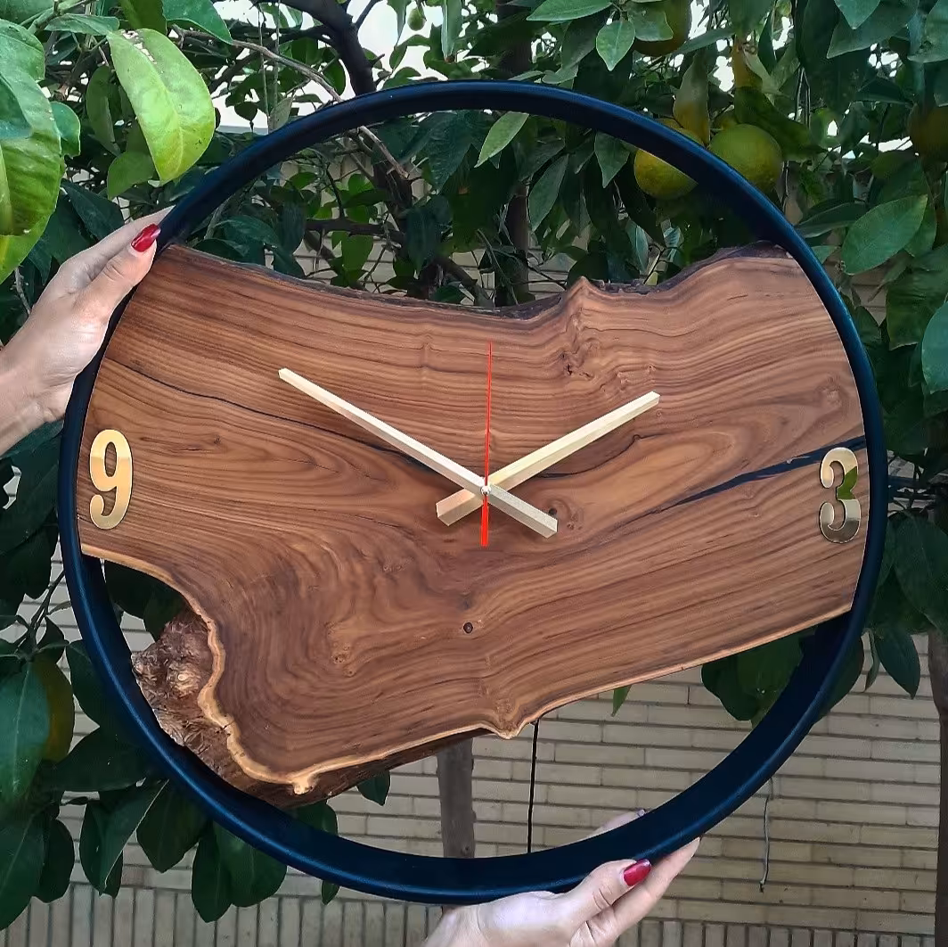 ساعت دیواری روستیک 50 سانتی موتور ارام گرد