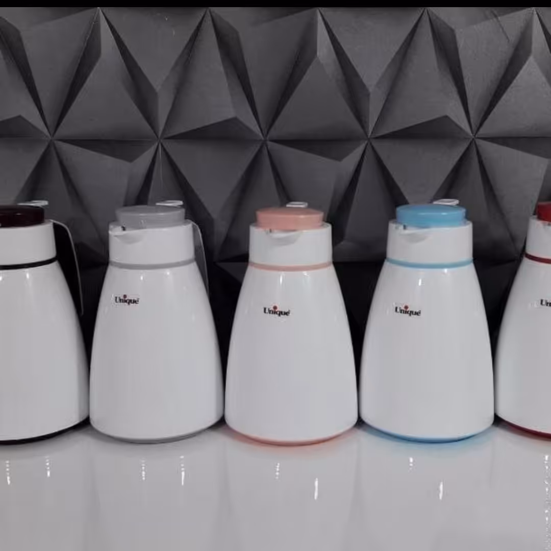 فلاکس شیشه‌ای 1لیتر سفید درب رنگ برند اصلی و شرکتی یونیک