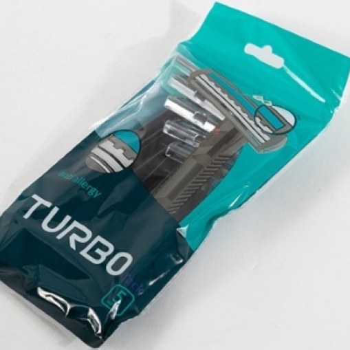 تیغ اصلاح دو لبه صابوندار Turbo بسته 5تایی کارتن 20 بسته ای