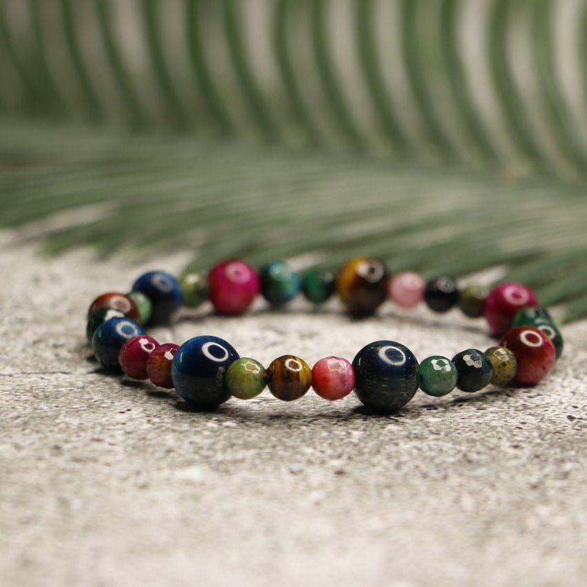 دستبند چشم ببر رنگی
