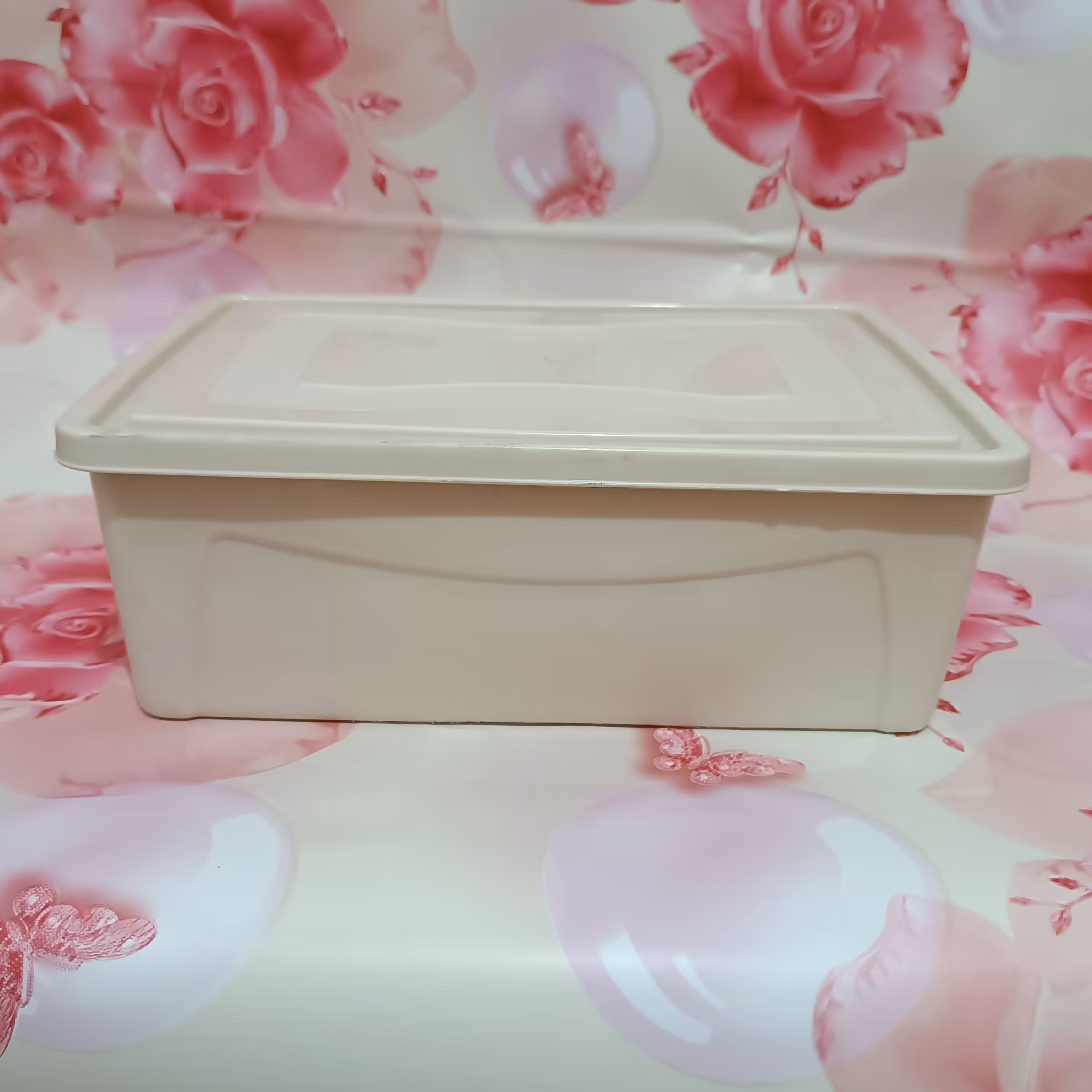 ظرف فریزری تکی،رنگ کرمی،طول26  عرض18  ارتفاع9