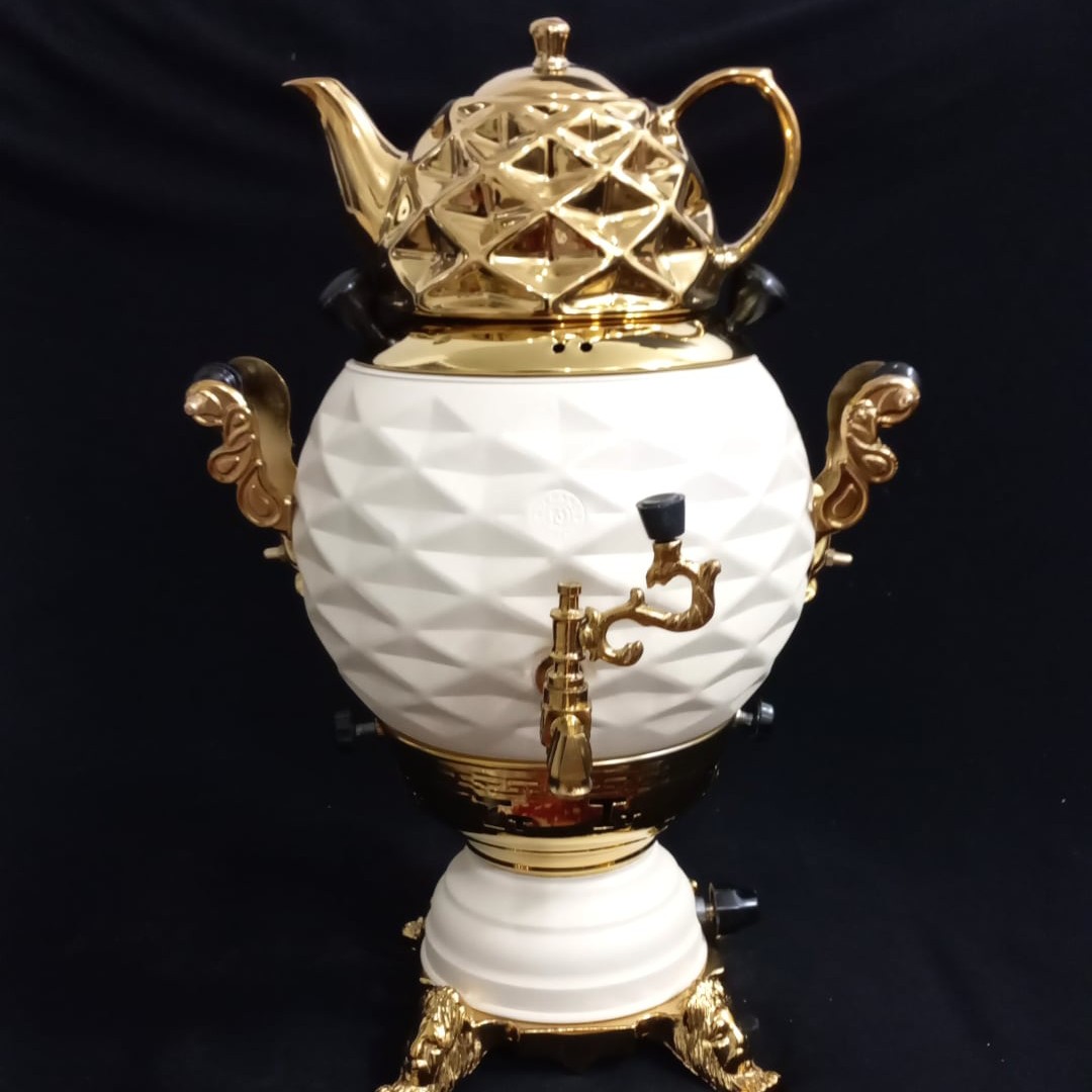 سماور 6 لیتری مشبک پایه ثابت کرمی