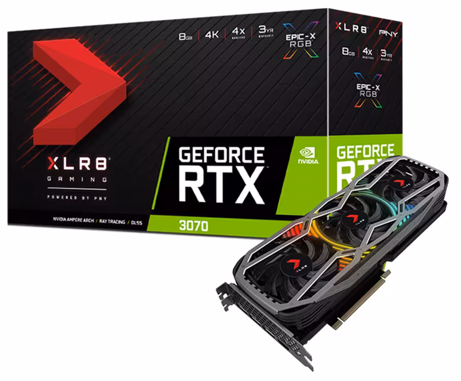 کارت گرافیک  پی ان وای مدل GeForce RTX 3070 8GB XLR8 Gaming REVEL EPIC-X RGB Triple Fan Edition حافظه 8 گیگابایت