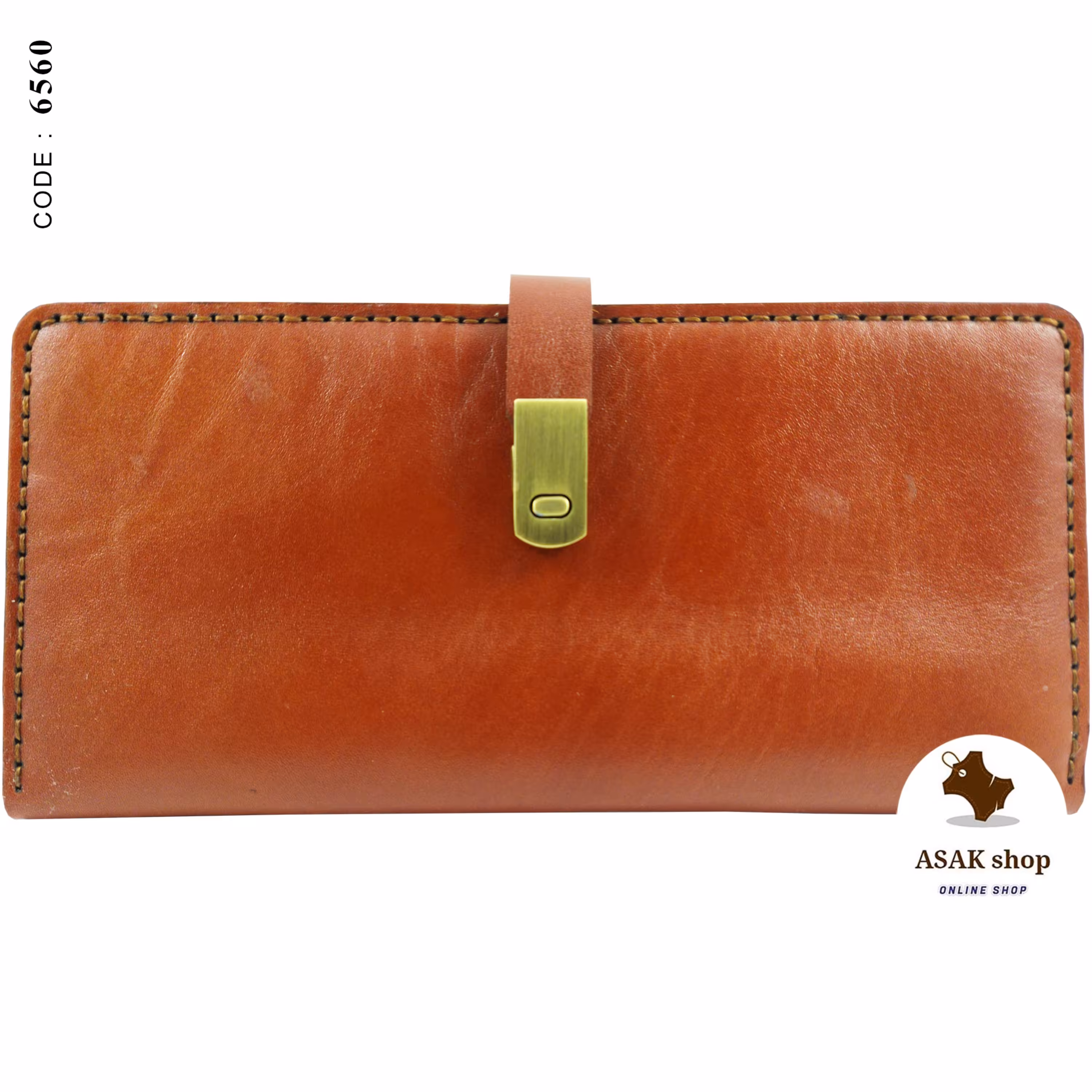 کیف پول از چرم طبیعی گاو (قهوه ای عسلی 6 جای کارت 2 جای پول) کد 6560