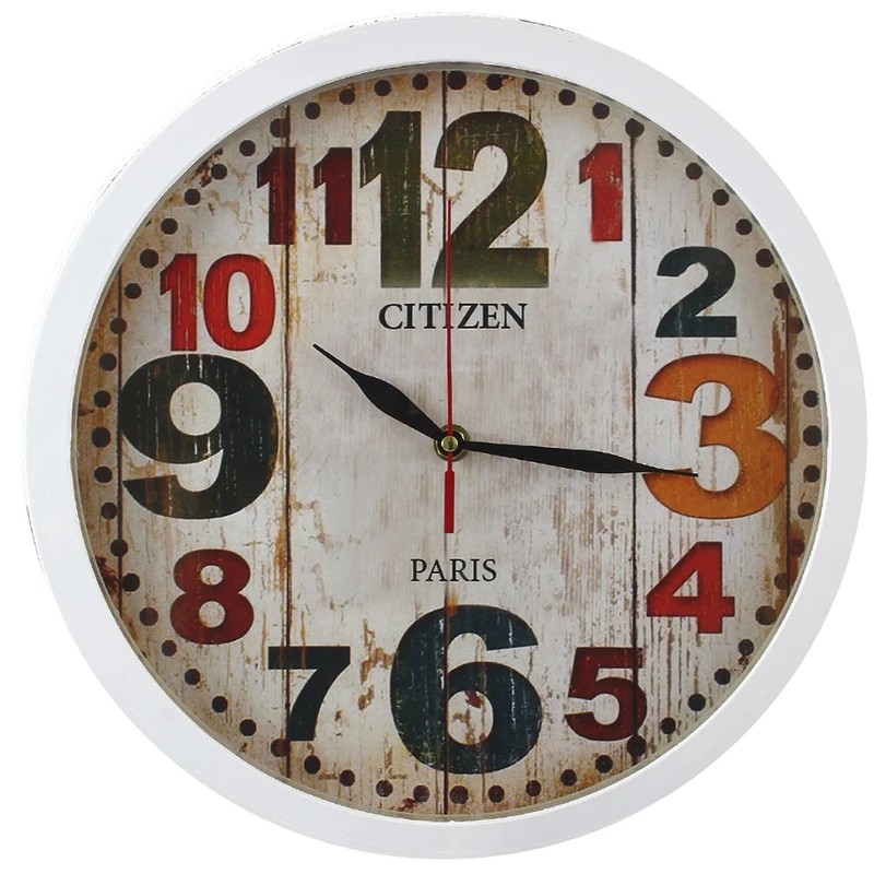 ساعت دیواری گرد -ساعت دیواری چوبی -ساعت دیواری فانتزی -ساعت دیواری طرح چوب سیتی زن کد S105 