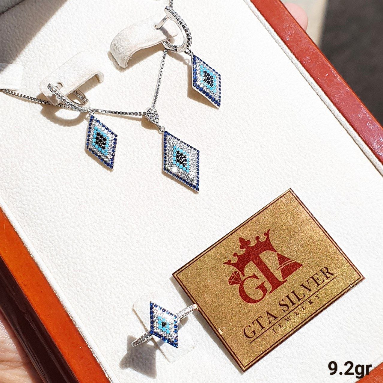 نیمست چشم نظر نقره 925 اصل روکش طلا سفید