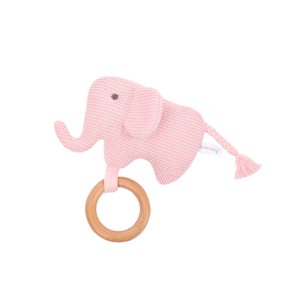 عروسک جغجغه ای دندانی چوبی طرح فیل سانوزی Sunnozy