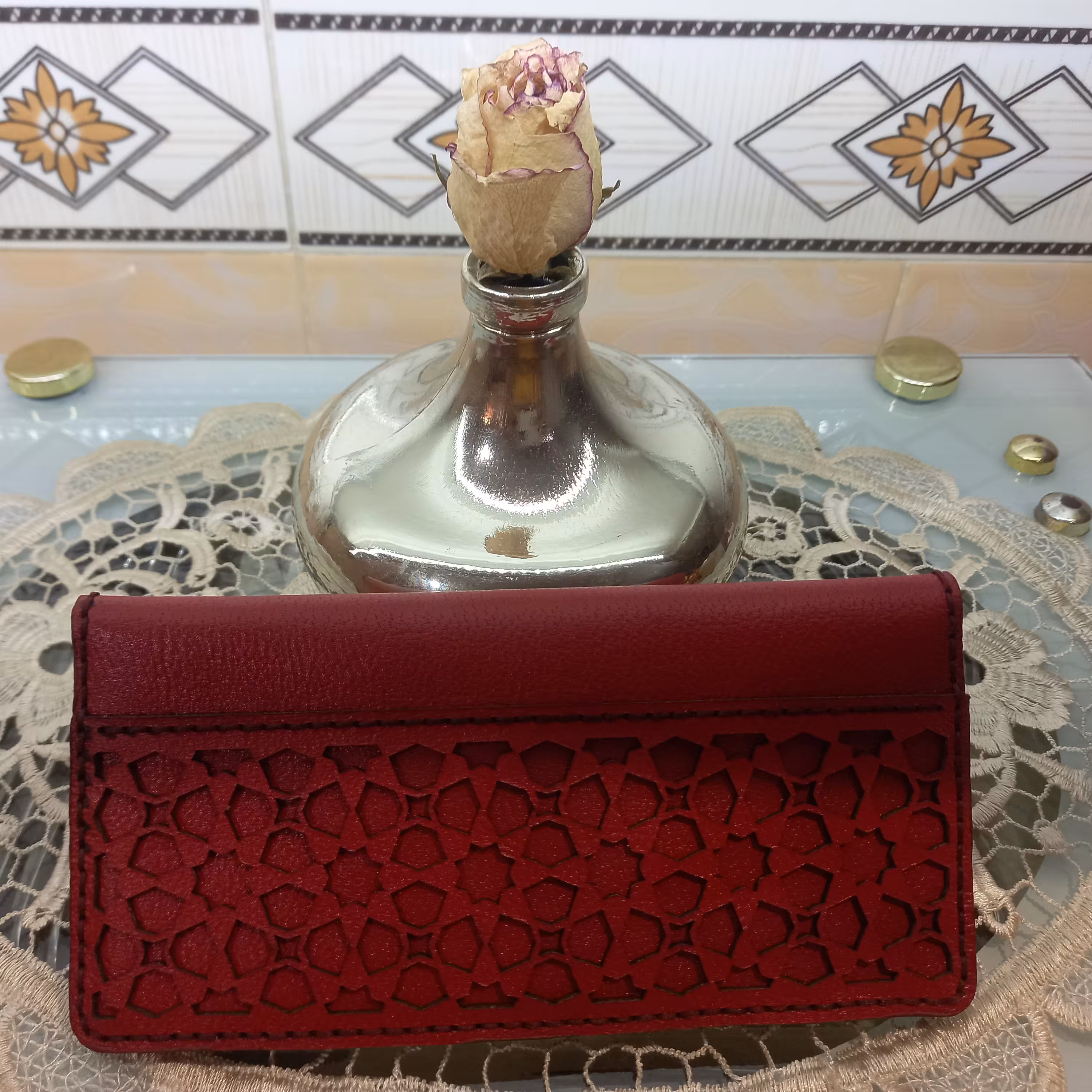 کیف پول چرم زنانه طرحدار 