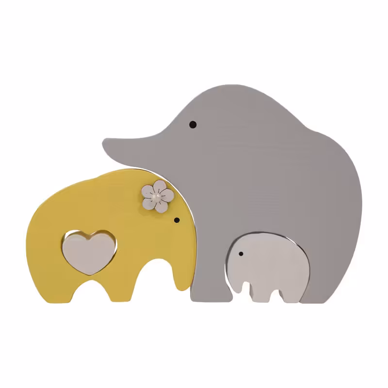 اسباب بازی چوبی طرح پازل فیل قلبی مدل MKT11-H-MD مجموعه 4 عددی