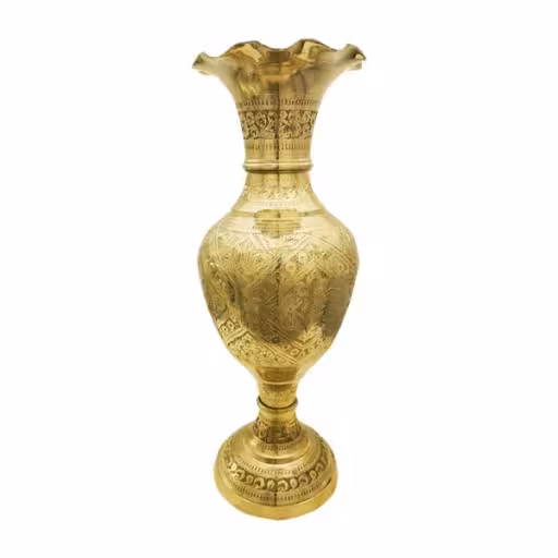 گلدان برنجی هندی لبه هلالی 25 سانت