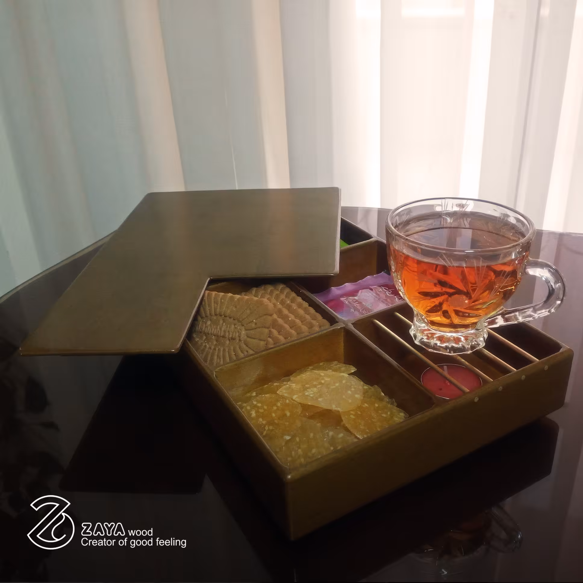 جعبه چای و دمنوش ساخته شده از چوب راش قابل ارائه در سایزها و طرح های مختلف