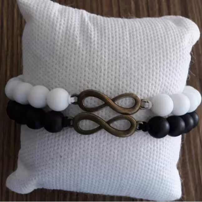 ست دستبند اونیکس سیاه و سفید