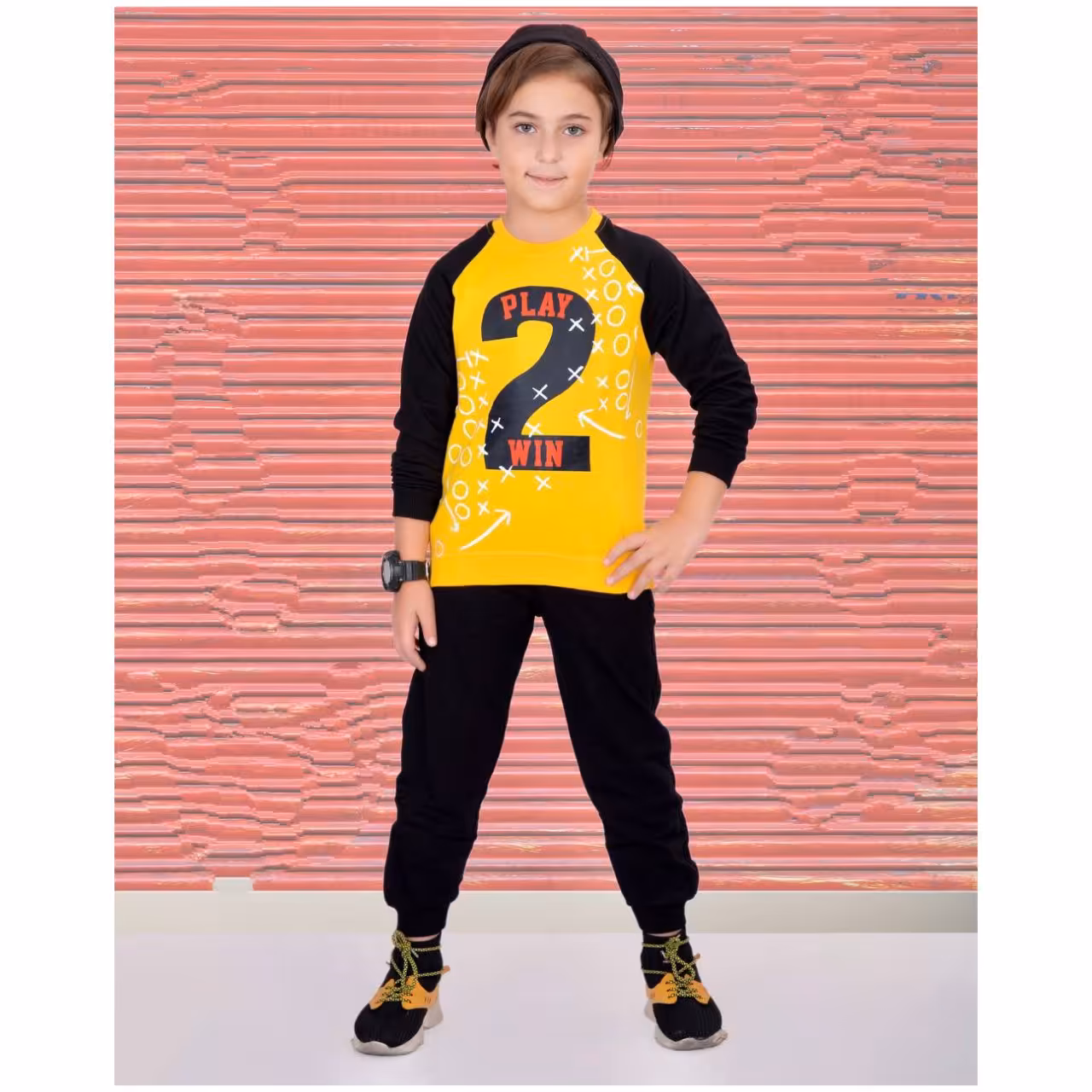 ست بلوز شلوار پسرانه پارچه دورس 2نخ ترک بسیار باکیفیت در سایز 45 تک رنگ