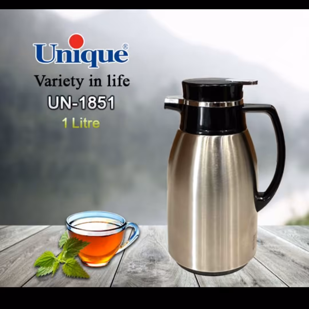 فلاسک 1 لیتر یونیک استیل 304 شیشه صورتی یونیک کد 1851(ارسال رایگان)