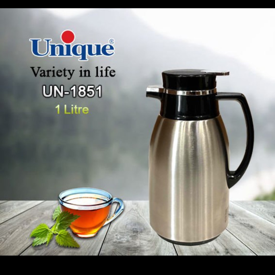 فلاسک 1 لیتر یونیک استیل 304 شیشه صورتی یونیک کد 1851(ارسال رایگان)
