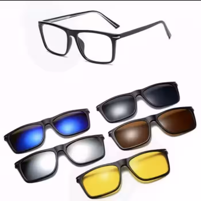 عینک طبی مگنتی 5 کاوردار کائوچویی استیت مدل مستطیلی