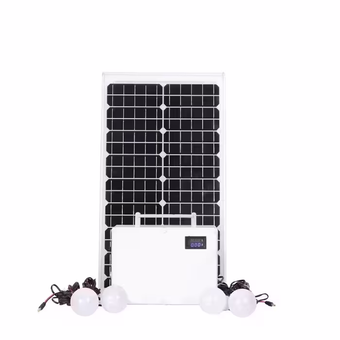 سیستم روشنایی خورشیدی  30 وات مدل لیتیومی کد SCPK-30 ظرفیت 130 وات ساعت 