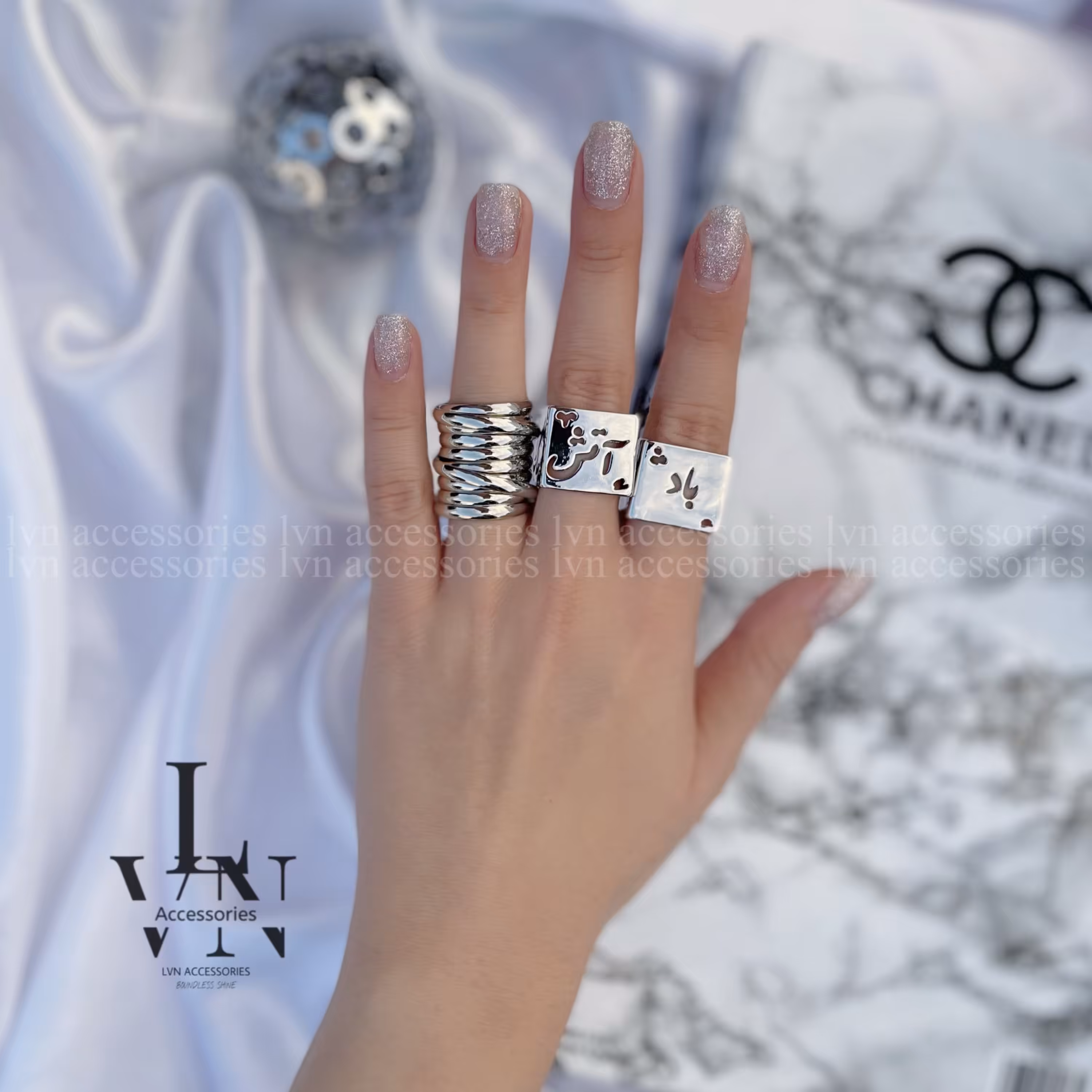 انگشتر چهار عنصر استیل رنگ ثابت سیلور