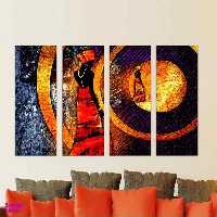 تابلو شاسی بکلیت طرح نقاشی آفریقایی مدل 243 مجموعه 4 عددی