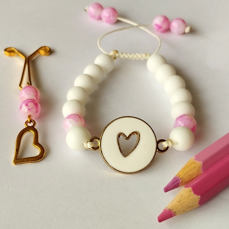 دستبند اونیکس سفید (طرح قلب)