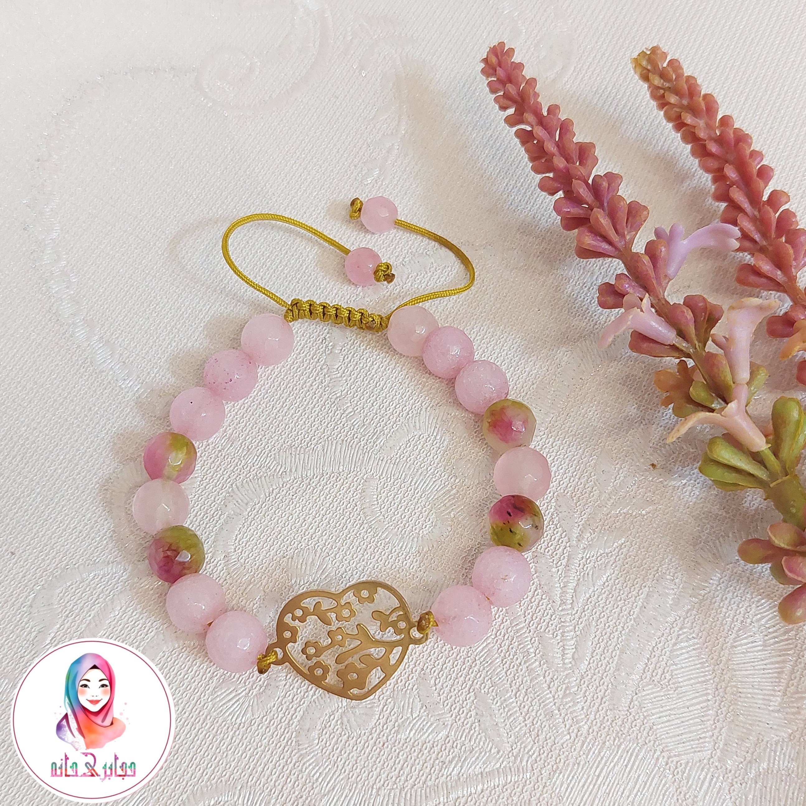 دستبند سنگ و پلاک استیل دلربا مشابه طلا