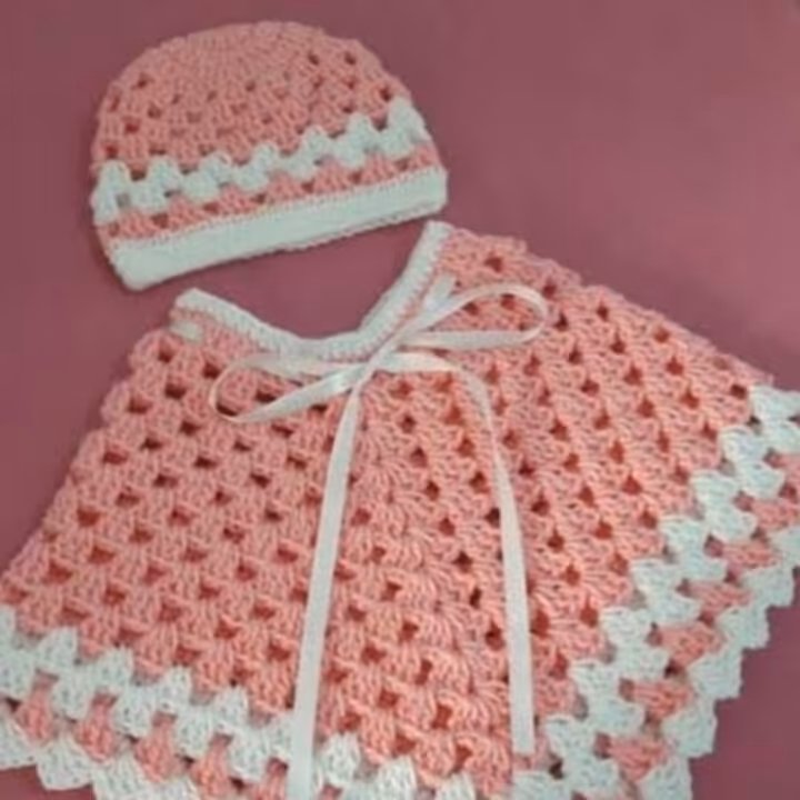 شنل وکلاه بافتنی دخترانه