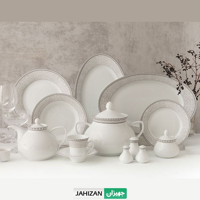 سرویس چینی زرین 108پارچه ورونا طوسی سری شهرزاد