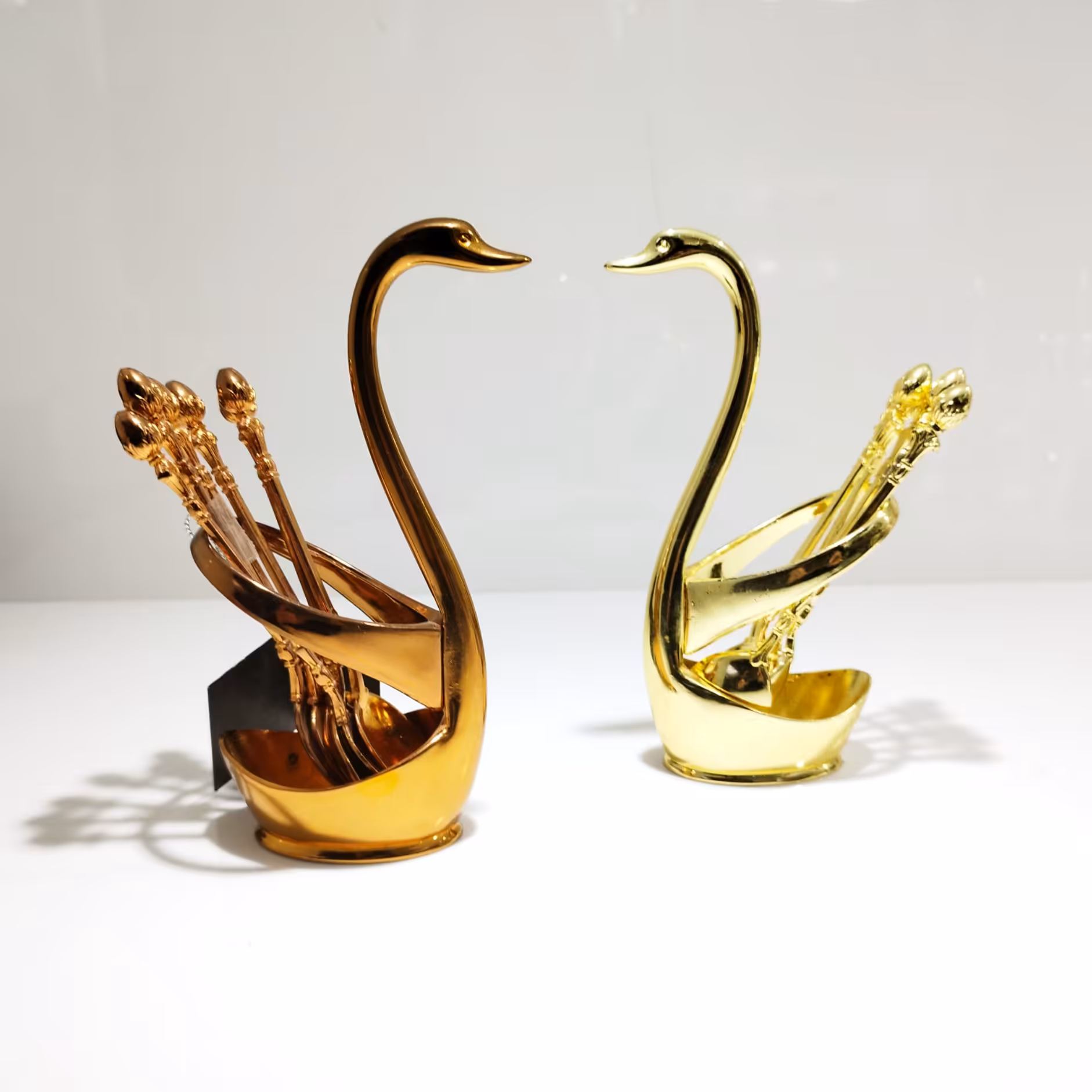 قاشق و جاقاشقی طرح قو - قاشق طلایی - قاشق چایخوری - قاشق مرباخوری طلایی - ارسال رایگان