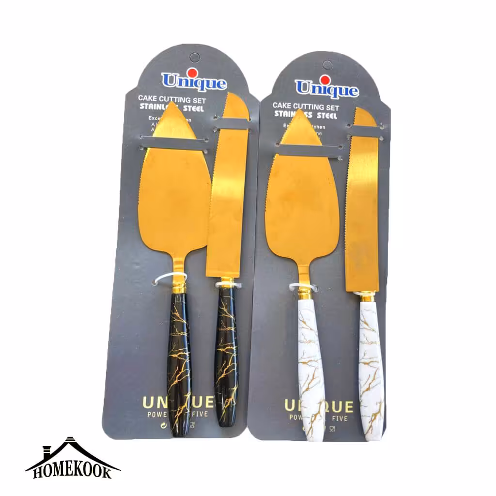 کارد کفگیر کیک طلایی ماربل یونیک