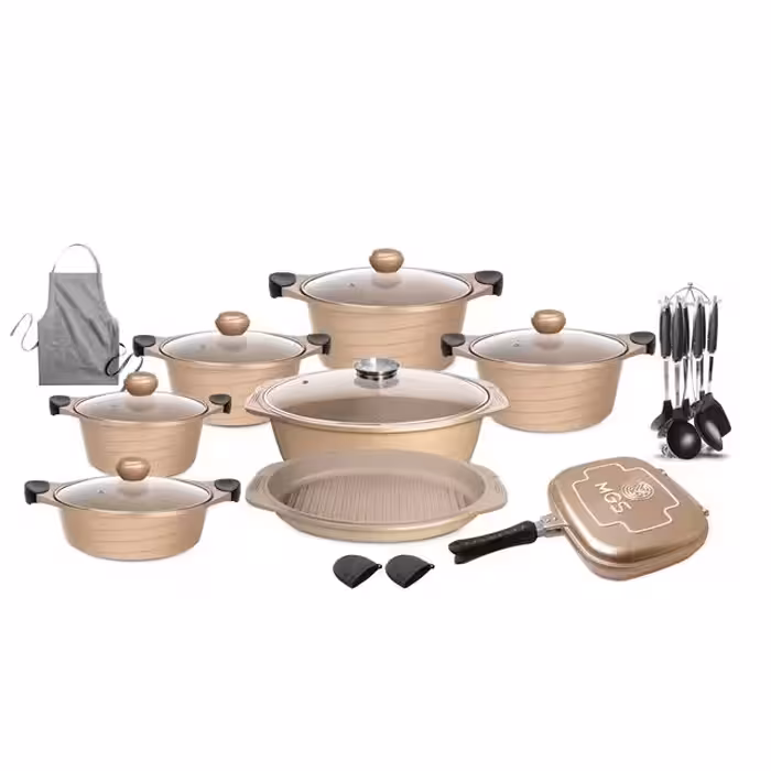 سرویس قابلمه گرانیتی 25 پارچه MGS طلایی مدل کره ای B