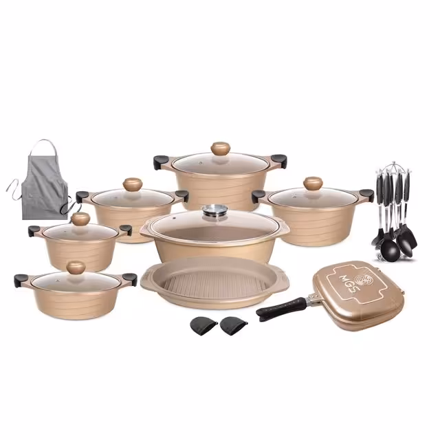 سرویس قابلمه گرانیتی 25 پارچه MGS طلایی مدل کره ای B