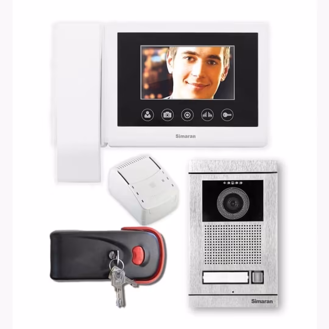 پکیج کامل دربازکن تصویری سیماران مانیتور 4.3 اینچ حافظه دارو پنل دربازکن همراه با ترانس برق و دربازکن ضدسرقت