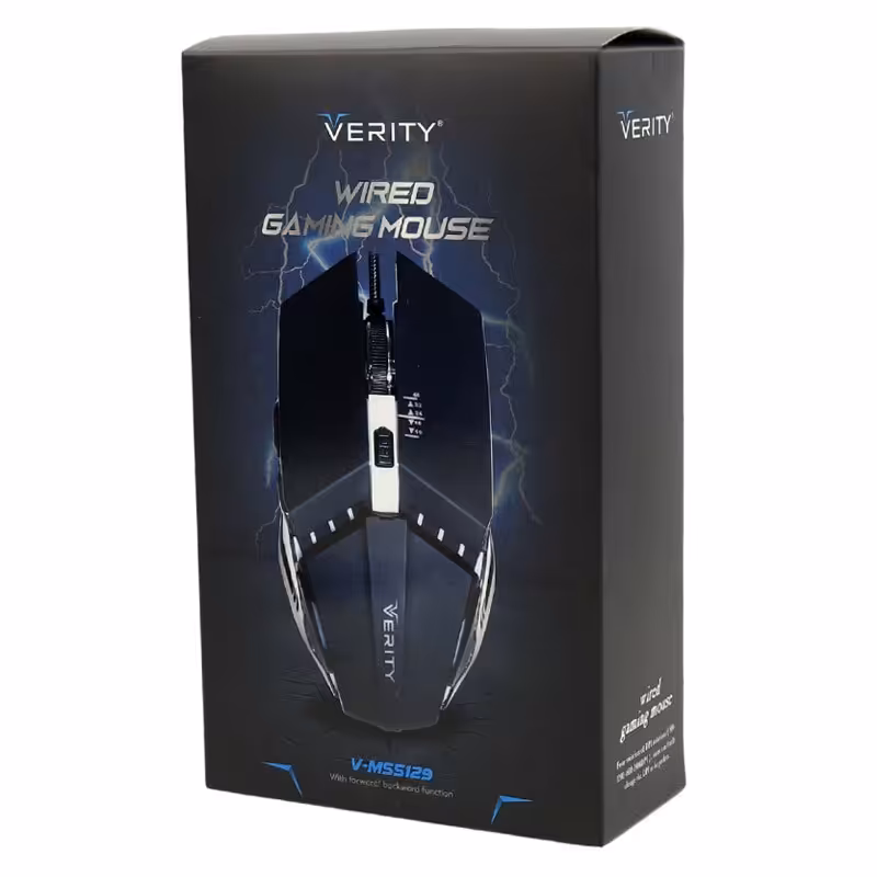 ماوس باسیم گیمینگ وریتی مدل V-MS5129 با سرعت 2400DPI و نورپردازی RGB