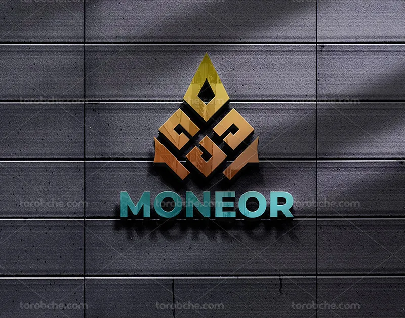 موکاپ PSD لوگو 3D روی دیوار | گرافیک با طعم تربچه