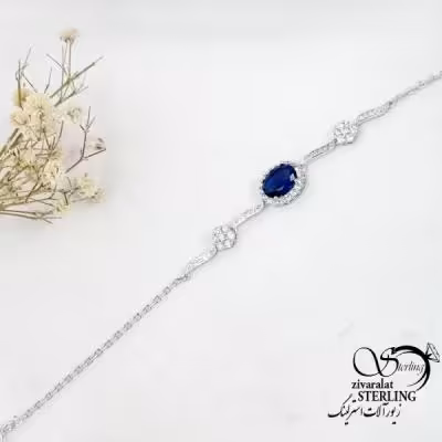 دستبند نقره طرح یاقوت کبود عیار925 کد 18111