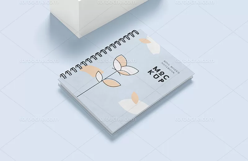 فایل موکاپ دفترچه از زاویه بالا | گرافیک با طعم تربچه