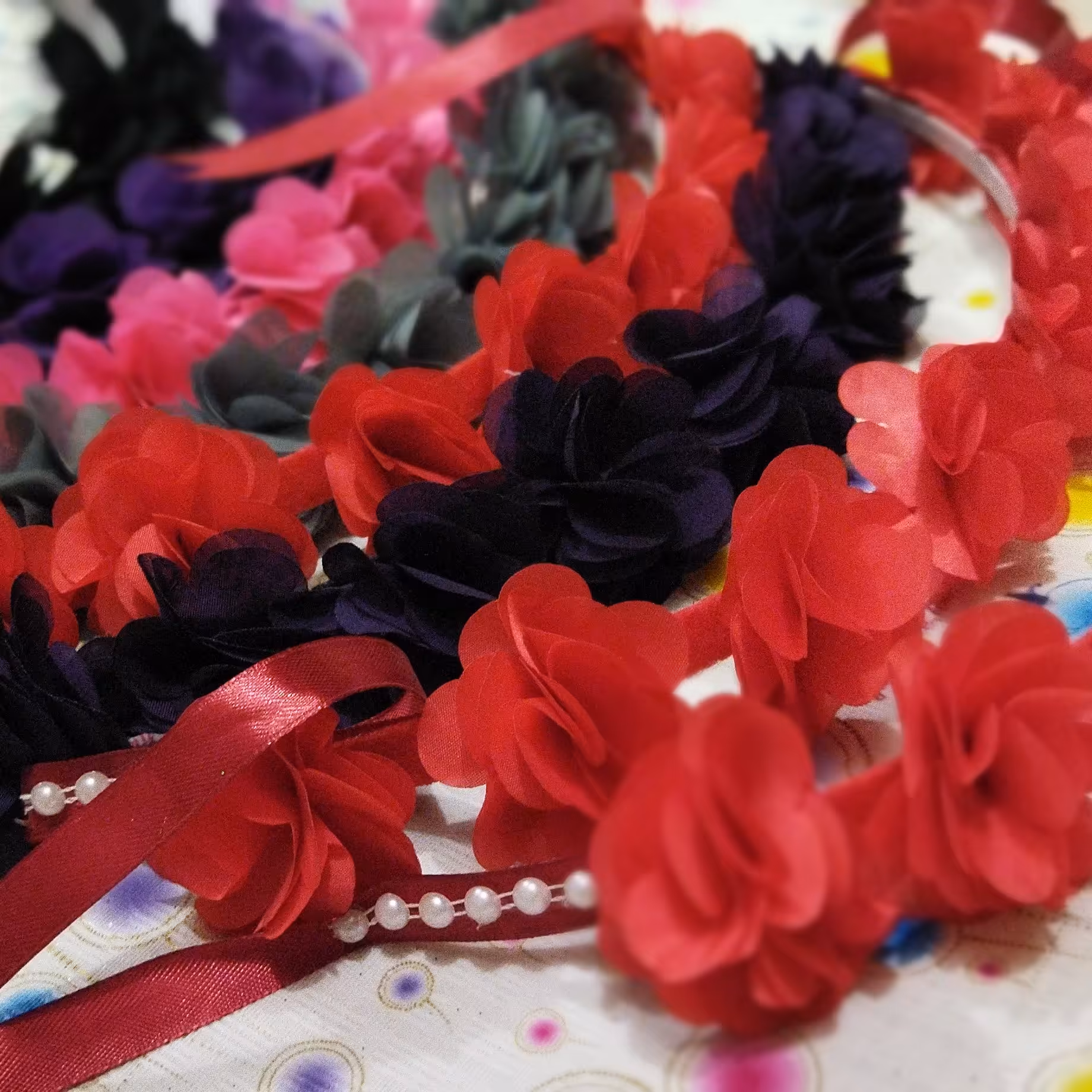 ریسه گل حریر وساتن 30 سانتی 