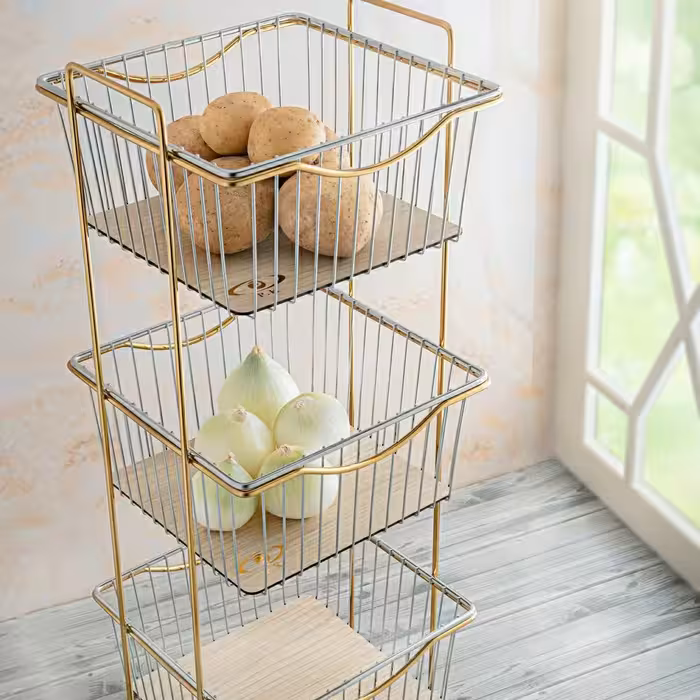 جاپیازی سه طبقه جاسیبزمینی پیازی طلایی مربع مدل مانا غرفه نارنجی