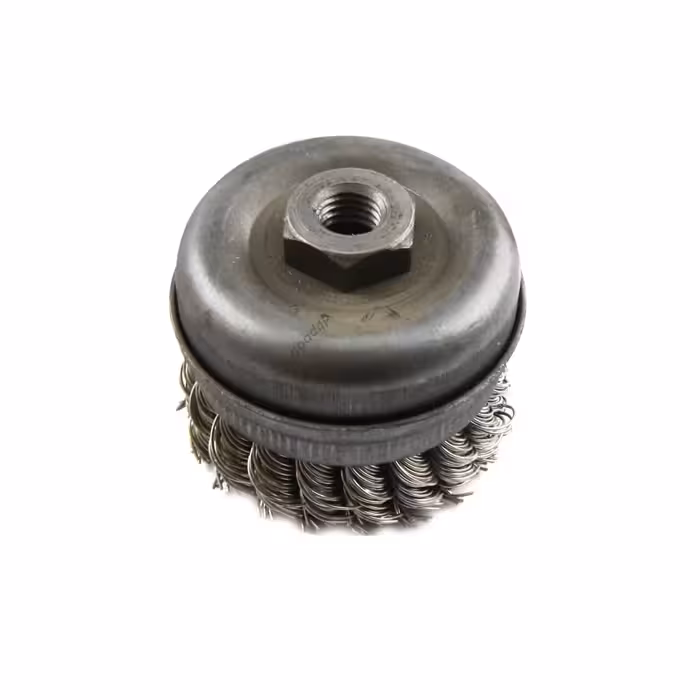 فرچه ( برس ) سیمی کاسه ای بافته طوق دار 3 اینچ 7.5 سانتی متر استیل 316 ساب ایران ( کربلایی )