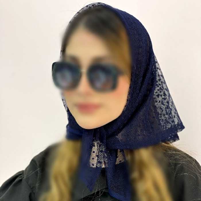 مینی اسکارف باندانا تور خالدار  سرمه ای 