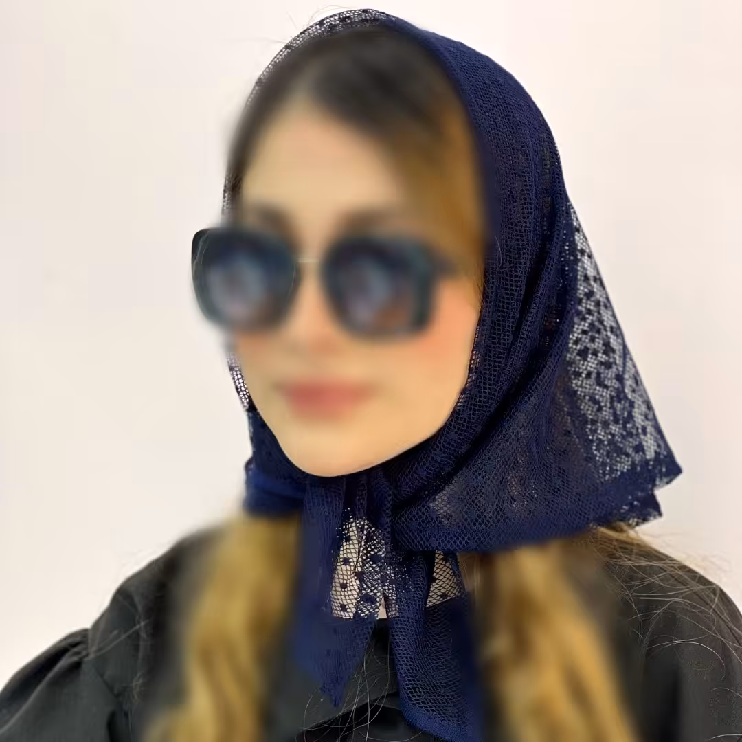 مینی اسکارف باندانا تور خالدار  سرمه ای 