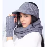 ست کلاه و شال گردن و ساق دست بافتنی زنانه سام کد 509 رنگ طوسی
